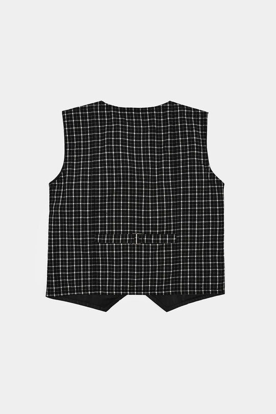Boys Yarn Dyed 3PC Suit-Checkered - BLACK