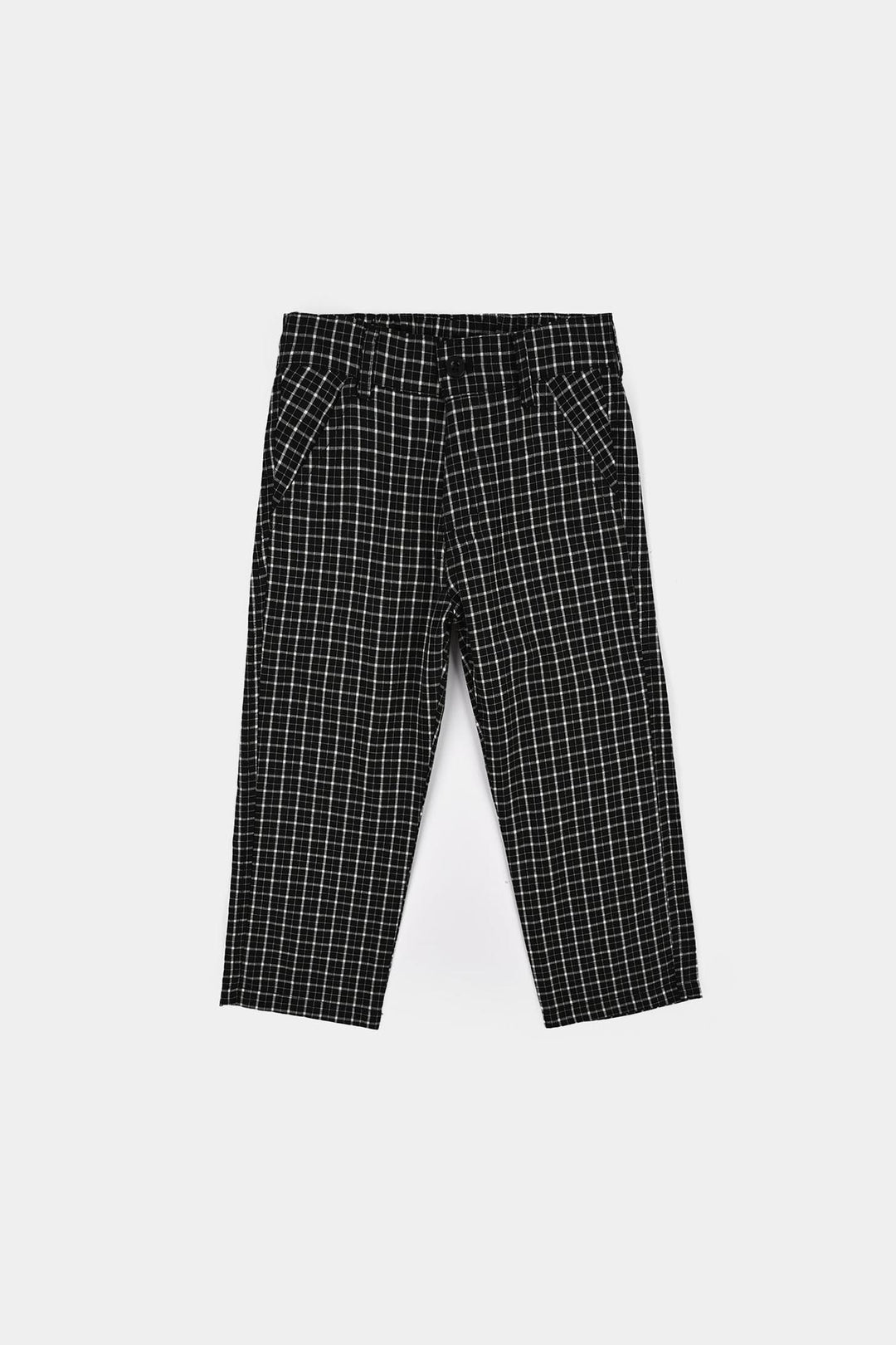 Boys Yarn Dyed 3PC Suit-Checkered - BLACK