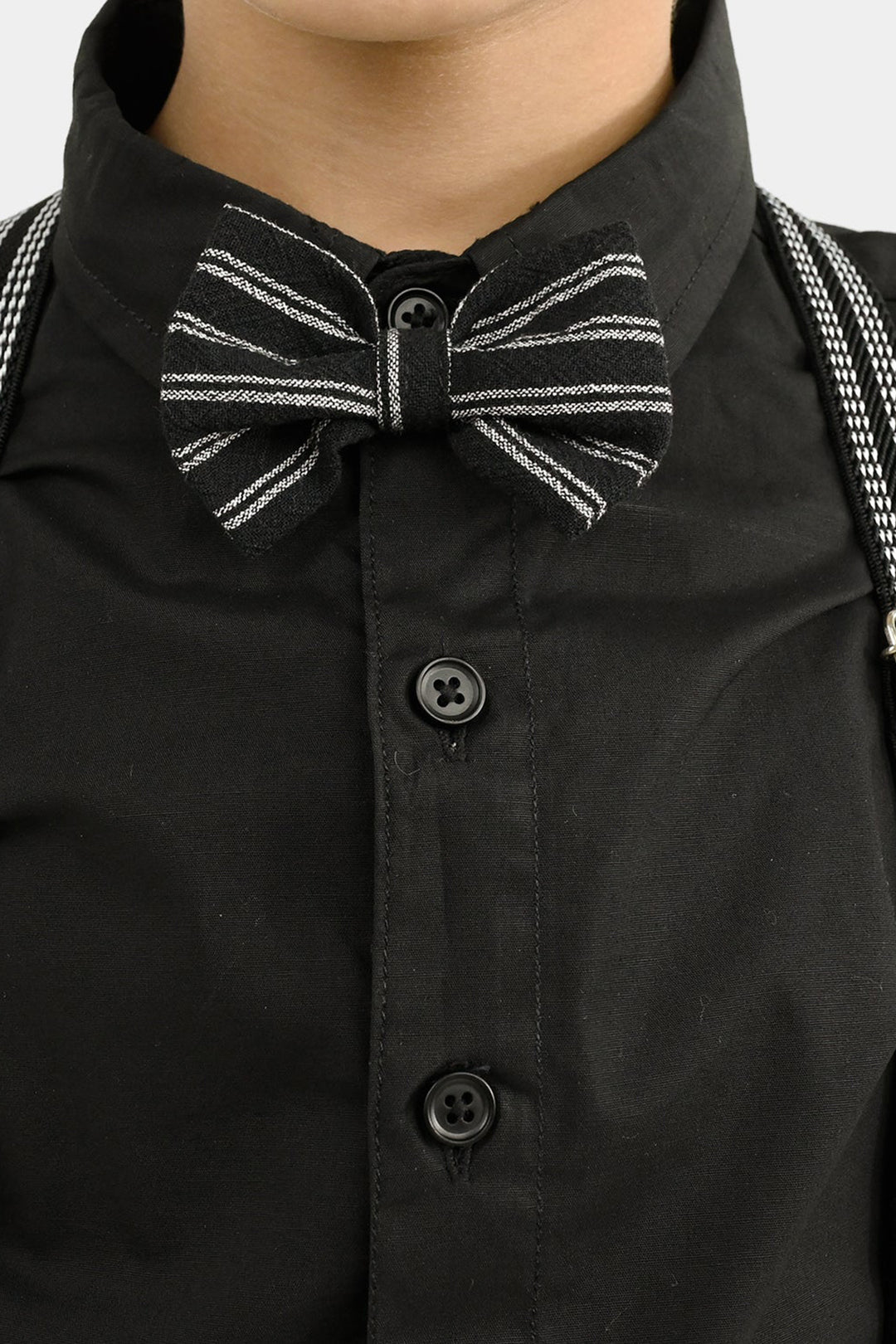 Boys Yarn Dyed 2PC Suit-Linear - BLACK
