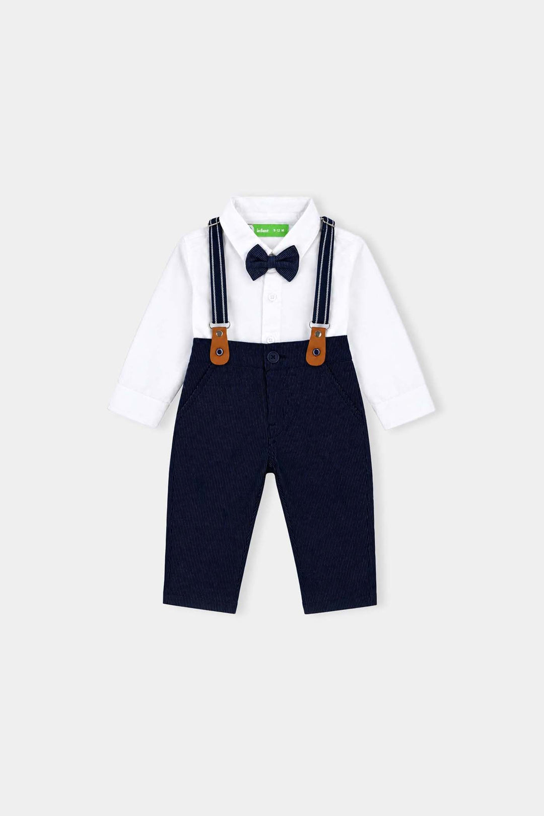 Infant Boys Poly Cotton Suit Dapper- Navy/White