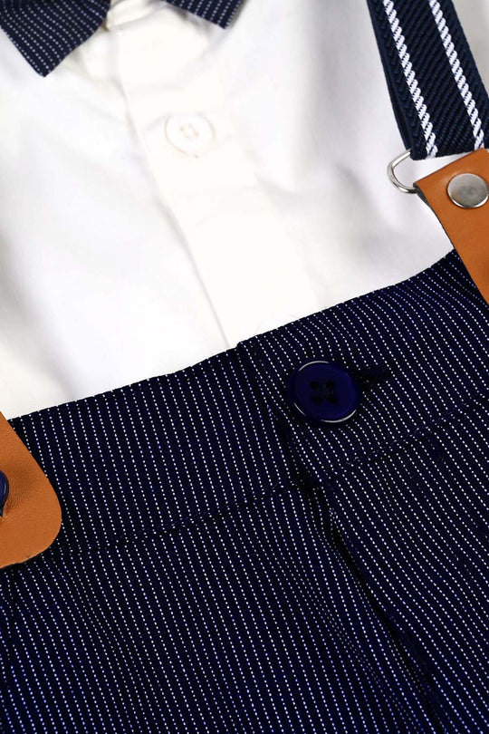 Infant Boys Poly Cotton Suit Dapper- Navy/White