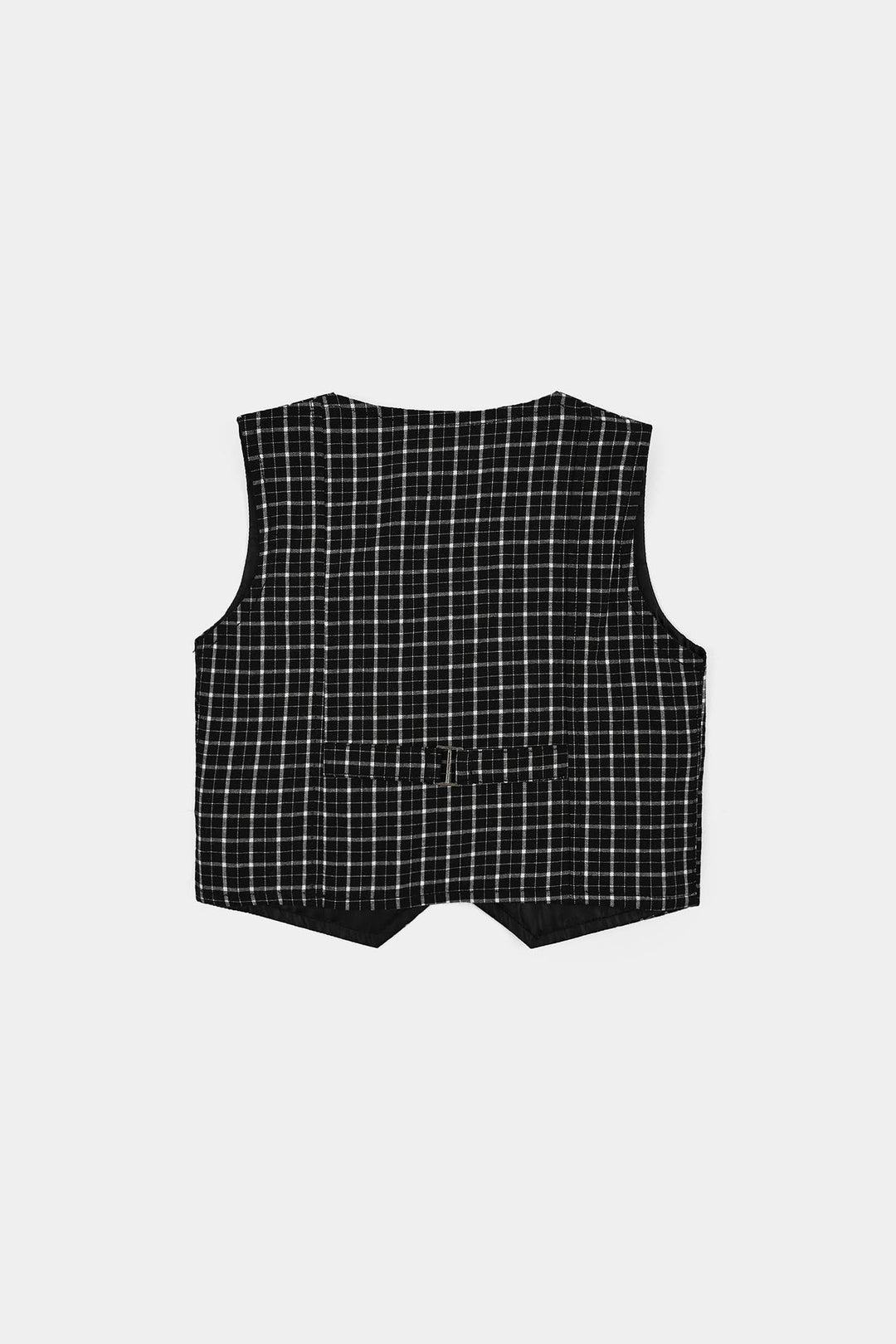 Infant Boys Yarn Dyed 3PC Suit-Checkered-BLACK