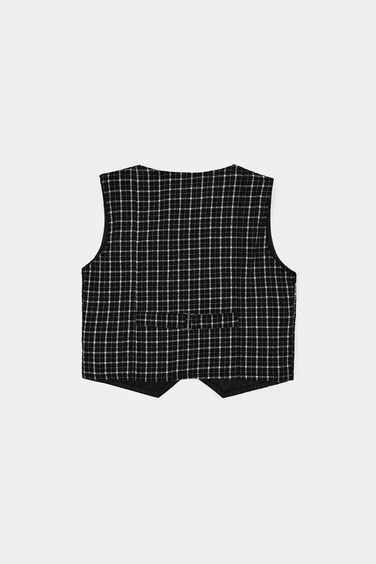 Infant Boys Yarn Dyed 3PC Suit-Checkered-BLACK