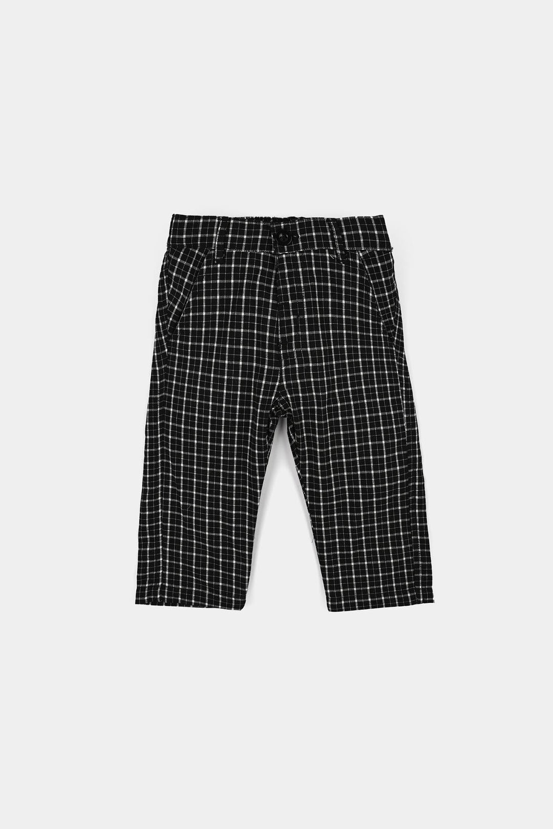 Infant Boys Yarn Dyed 3PC Suit-Checkered-BLACK