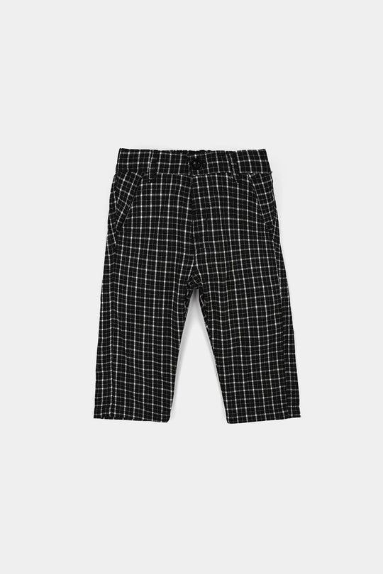 Infant Boys Yarn Dyed 3PC Suit-Checkered-BLACK