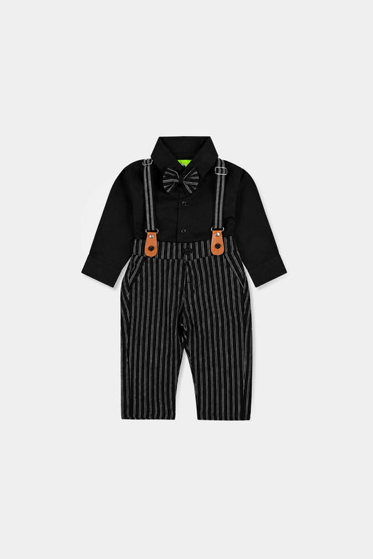 Infant Boys Yarn Dyed Suit-Linear-BLACK