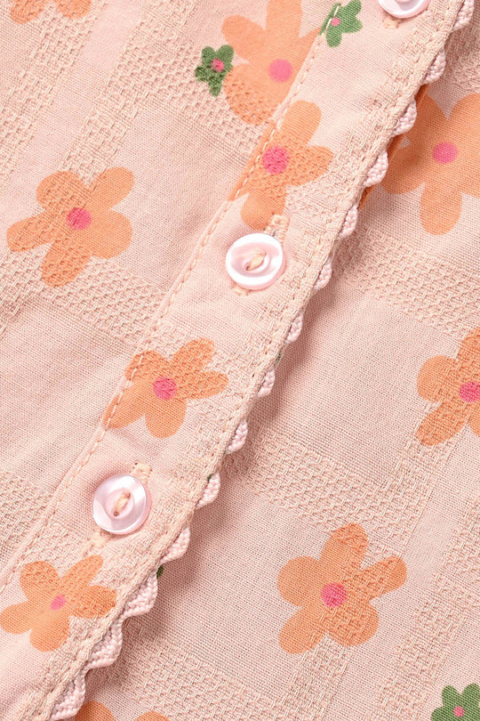 Infant Girls Cotton Jacquard 2 Pc Suit - Floral - Light Pink