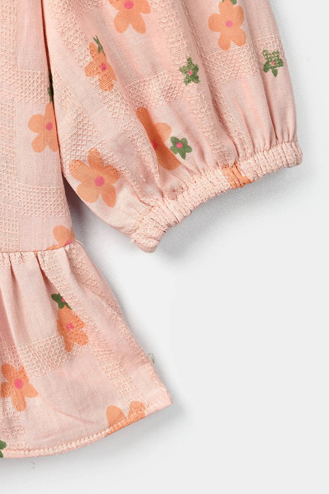 Infant Girls Cotton Jacquard 2 Pc Suit - Floral - Light Pink