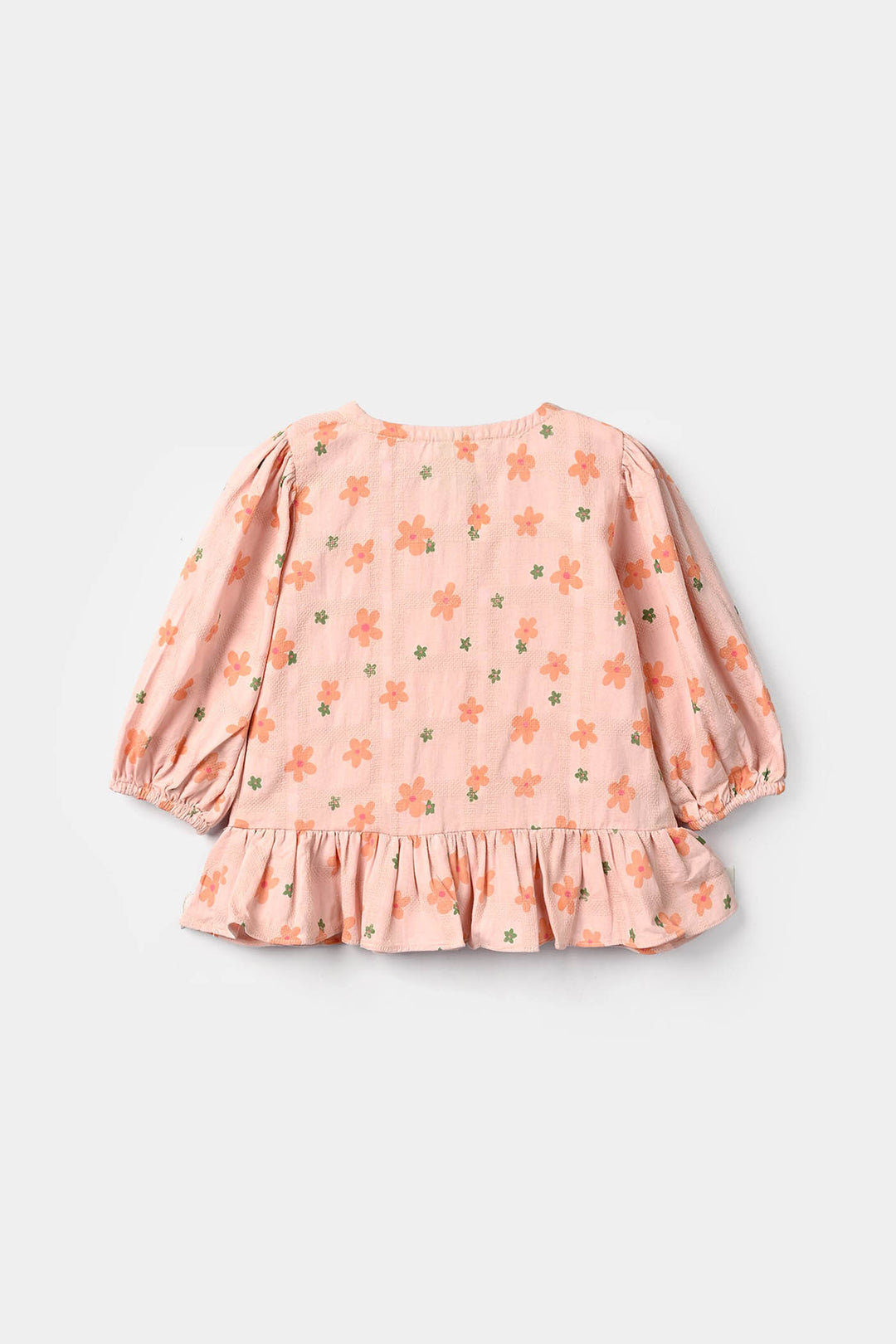 Infant Girls Cotton Jacquard 2 Pc Suit - Floral - Light Pink