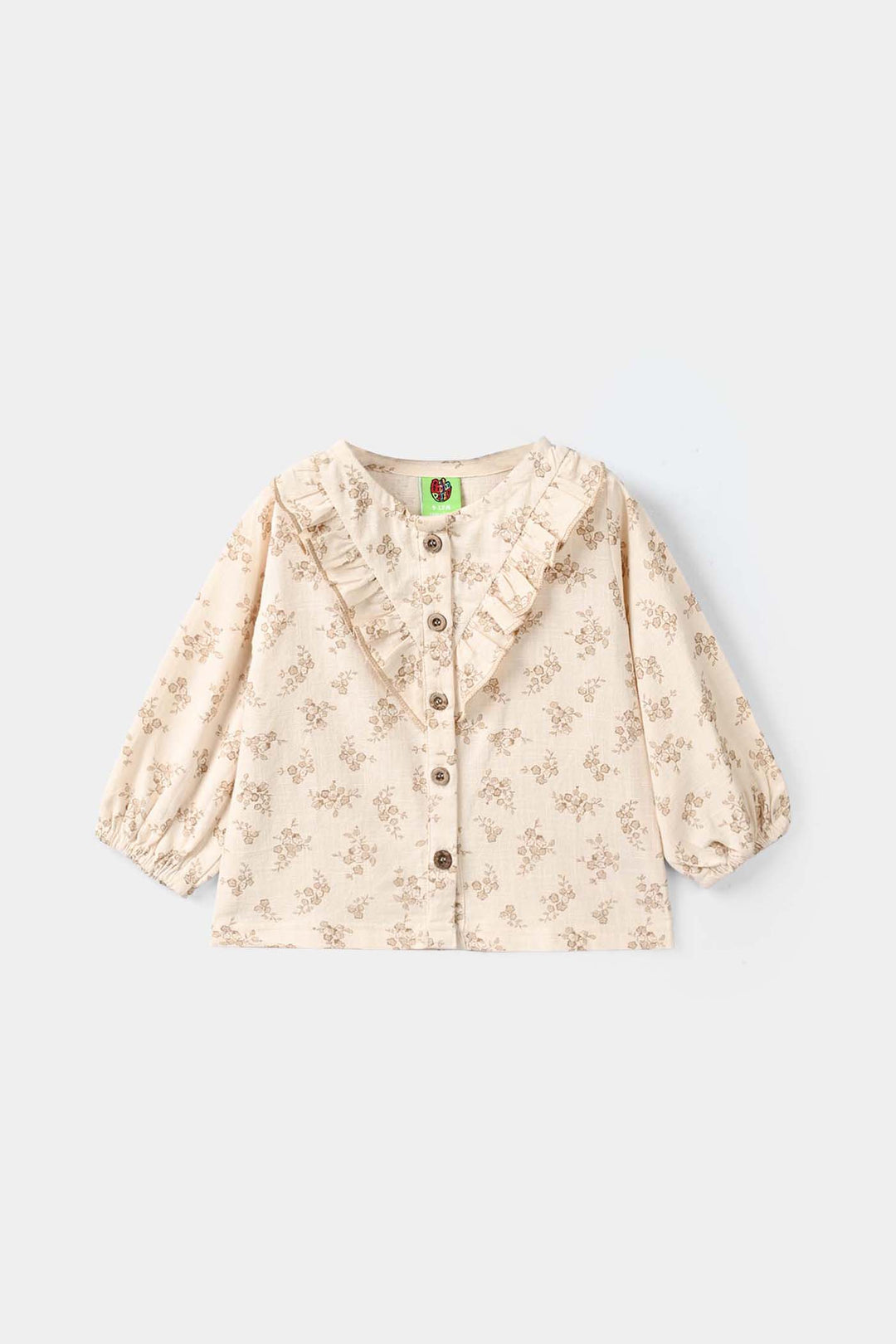 Infant Girls Cotton Slub 2 Pc Suit Faded Garden - Beige