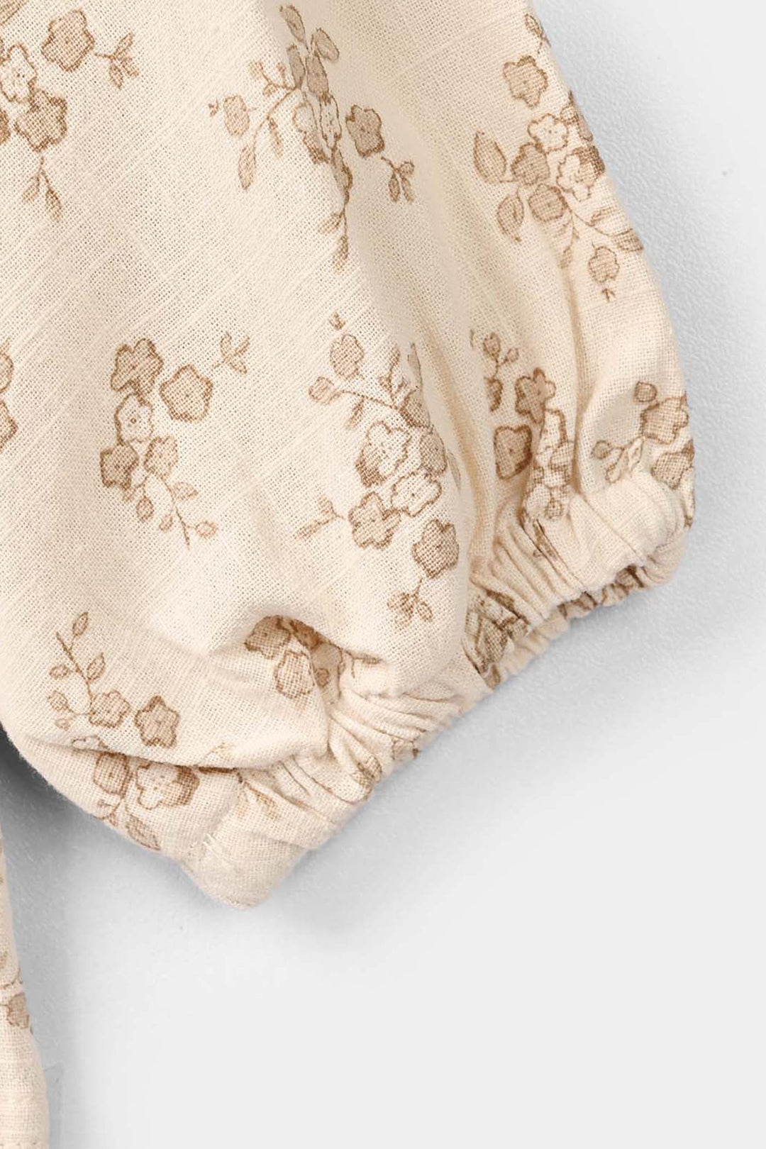 Infant Girls Cotton Slub 2 Pc Suit Faded Garden - Beige