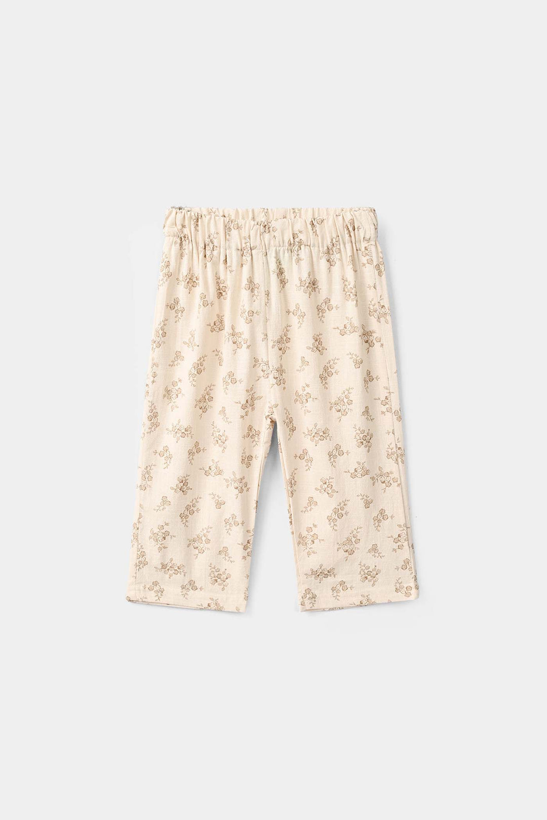 Infant Girls Cotton Slub 2 Pc Suit Faded Garden - Beige