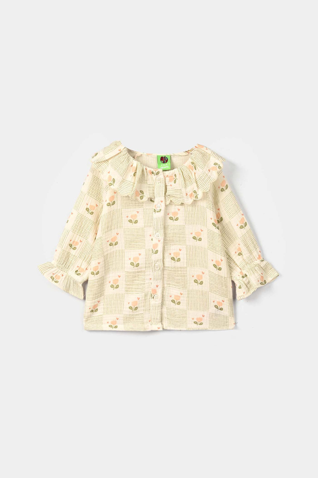 Infant Girls Gauze 2 Pc Suit - Bloom - Off White