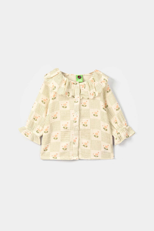 Infant Girls Gauze 2 Pc Suit - Bloom - Off White