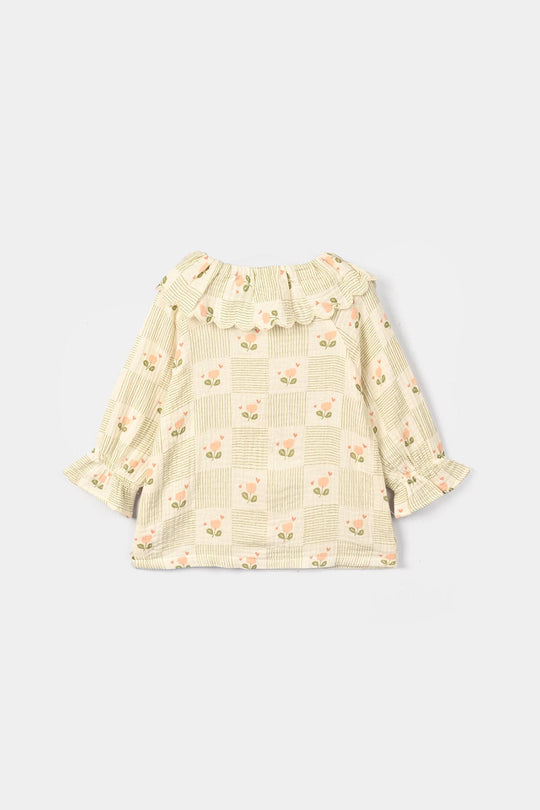 Infant Girls Gauze 2 Pc Suit - Bloom - Off White