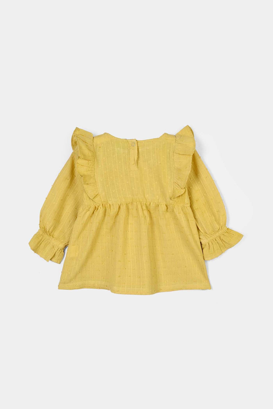 Infant Girls Cotton Jacquard 2Pc Suit-Floral-Yellow