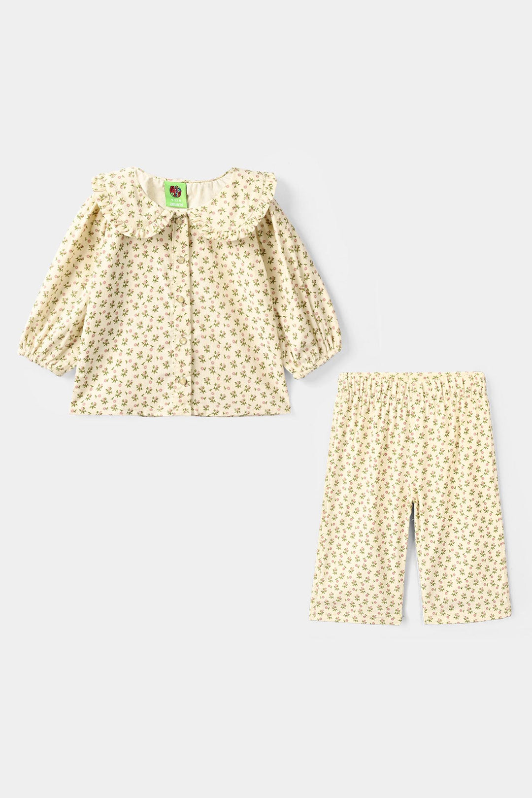 Infant Girls Poly Cotton 2 Pc Suit - Cherry Blossom - Cream