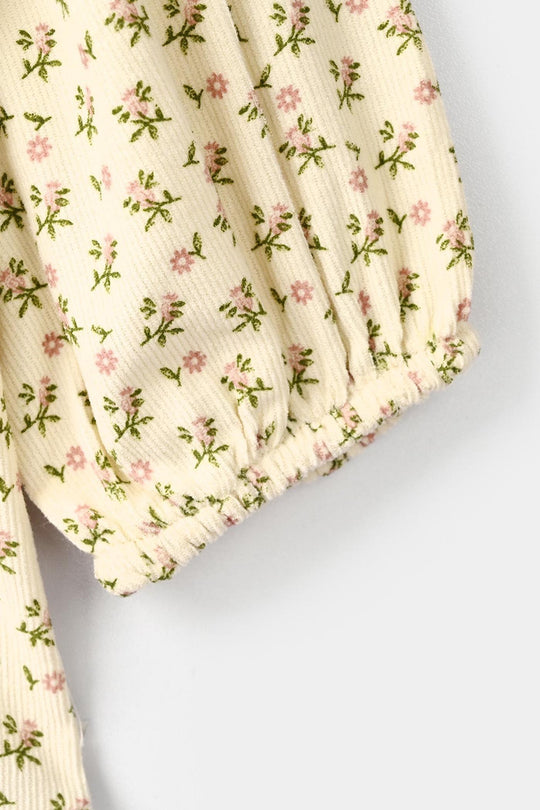Infant Girls Poly Cotton 2 Pc Suit - Cherry Blossom - Cream