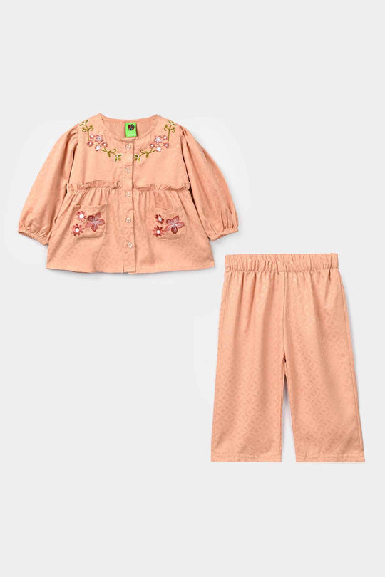 Infant Girls Jacquard 2 Pc Suit Blush - Peach
