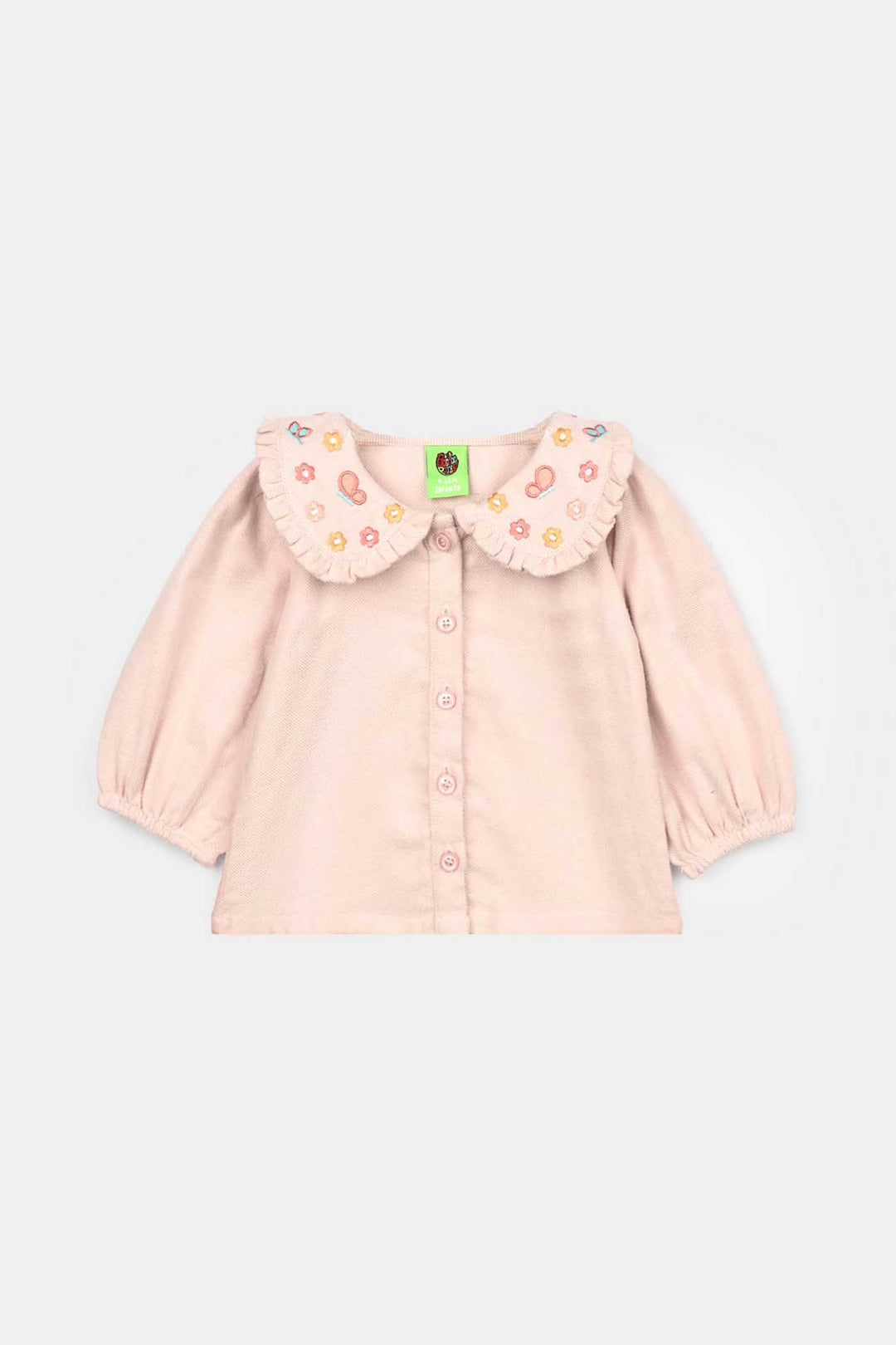 Infant Girls Flannel 2 Pc Suit - Butterfly - Light Pink