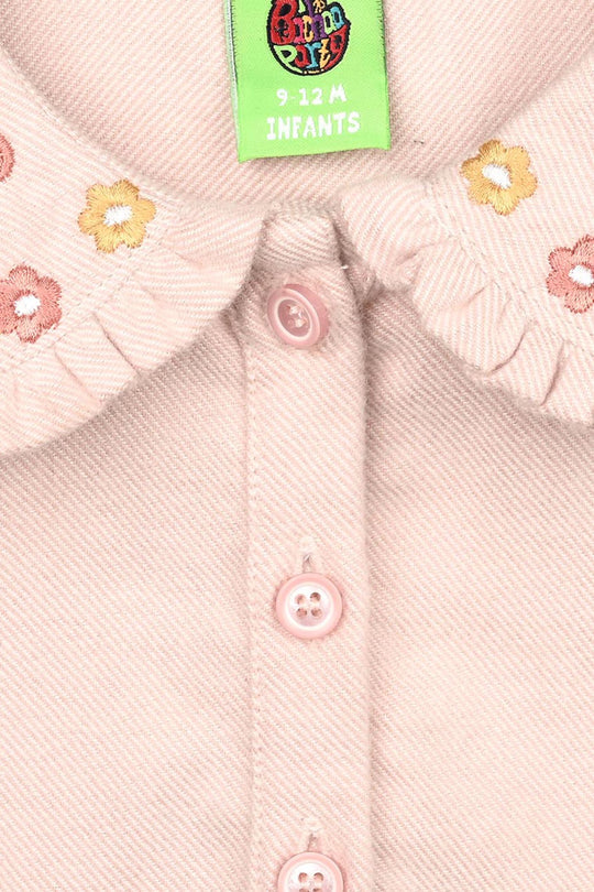 Infant Girls Flannel 2 Pc Suit - Butterfly - Light Pink