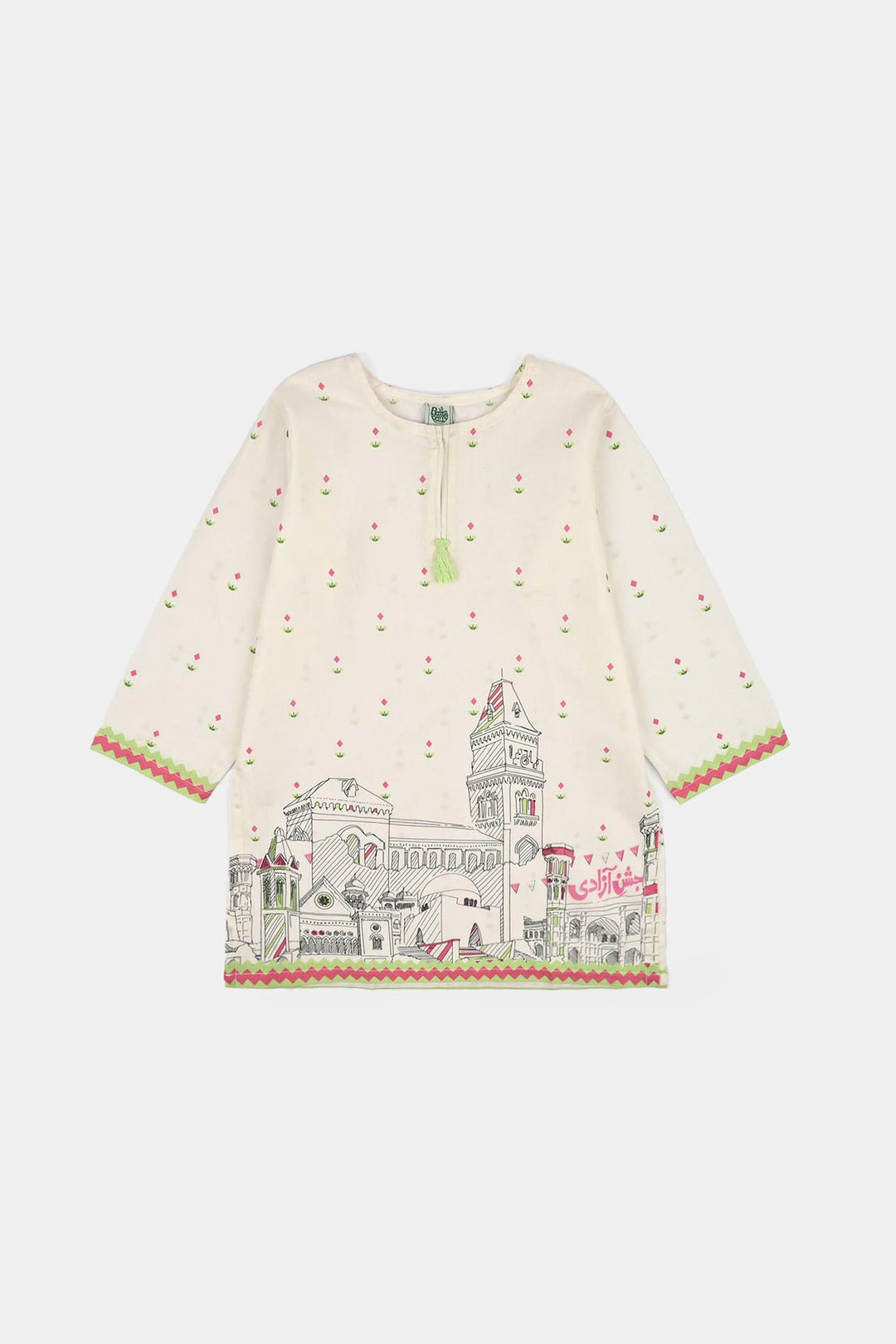 Girls Cotton Sitara 2-Piece Suit – White