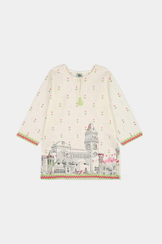 Girls Cotton Sitara 2-Piece Suit – White