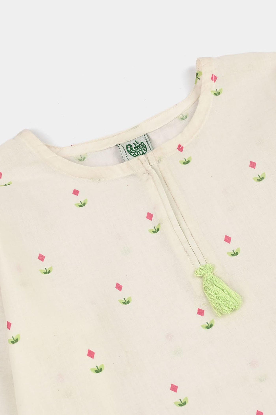 Girls Cotton Sitara 2-Piece Suit – White