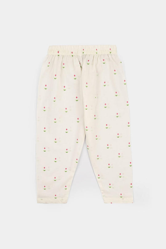 Girls Cotton Sitara 2-Piece Suit – White