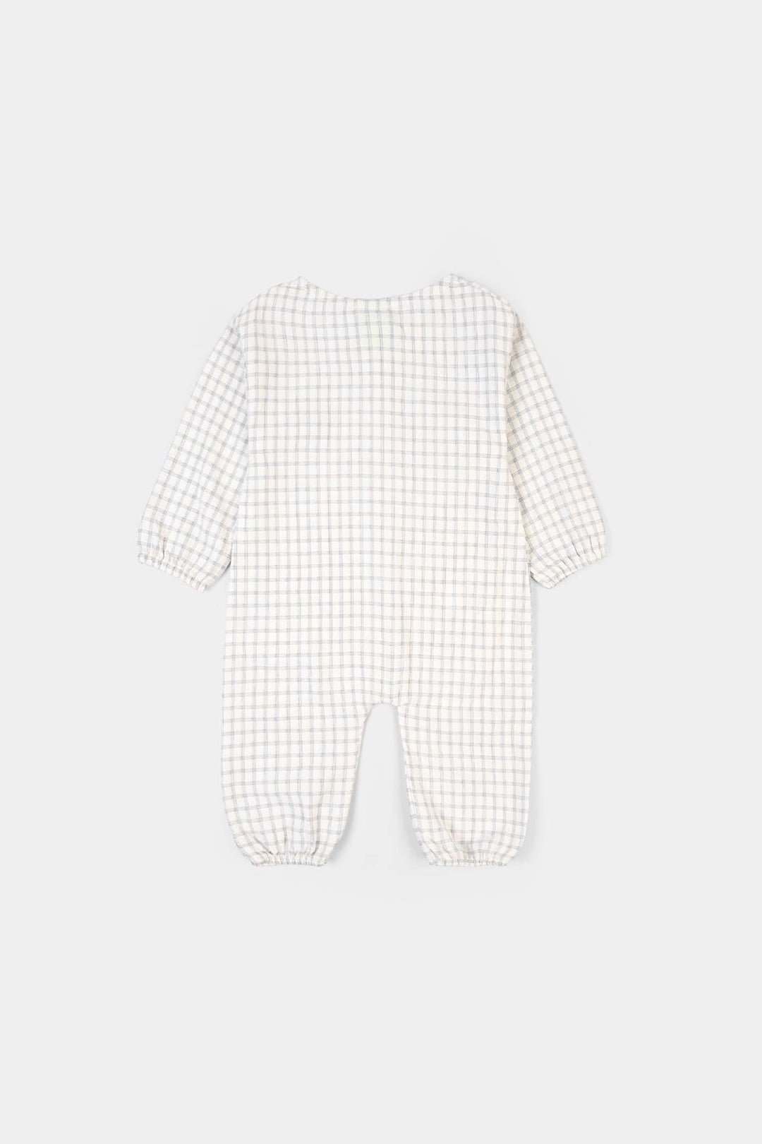 Infant Boys Yarn Dyed Woven Romper-Blue Checkered - White/Blue