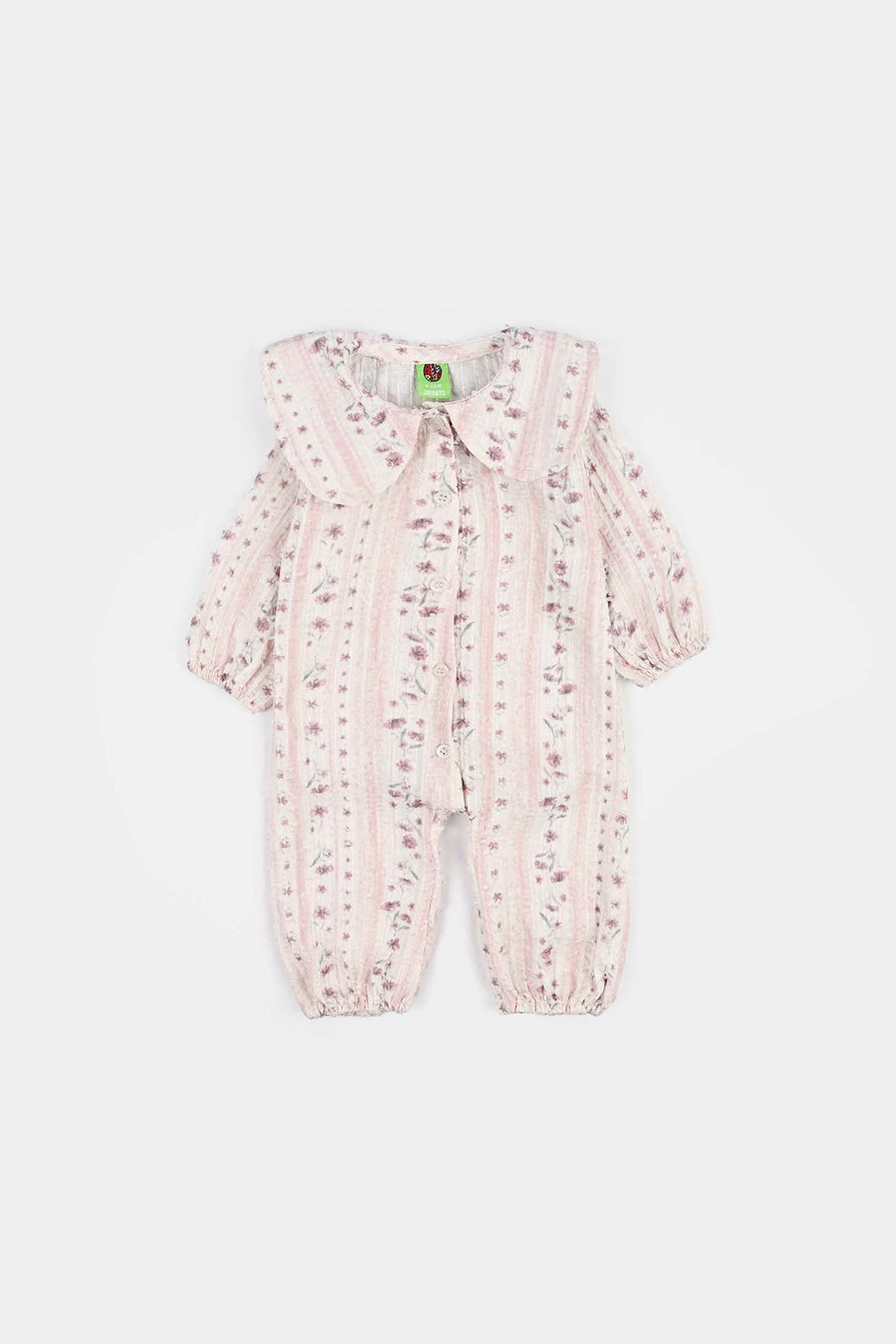 Infant Girls Jacquard Woven Romper - Lilac - Pink