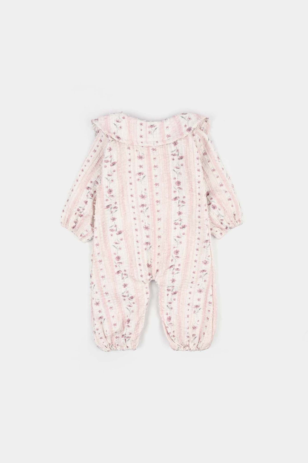 Infant Girls Jacquard Woven Romper - Lilac - Pink