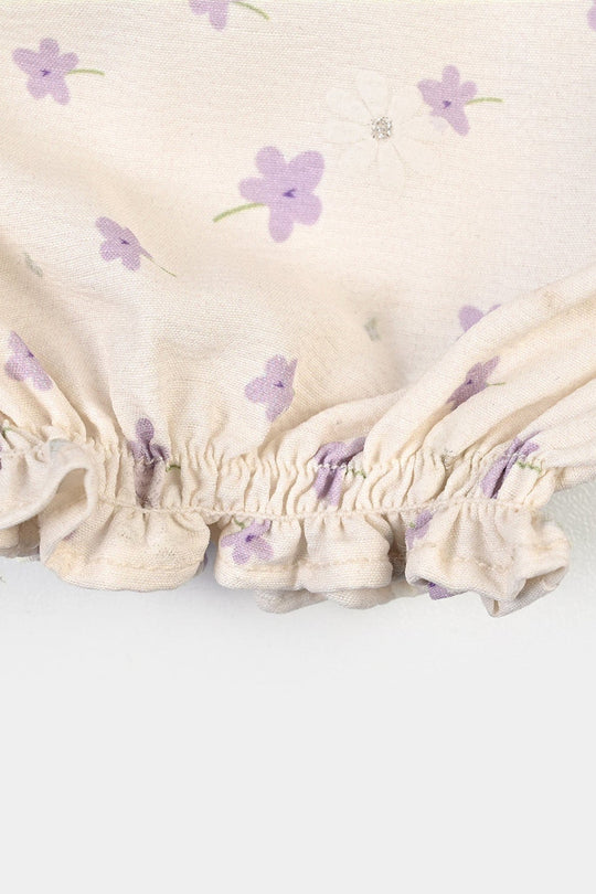 Infant Girls Seersucker Woven Romper-Bloom-White