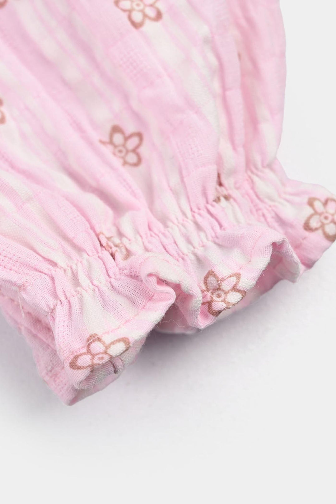 Infant Girls Seersucker Woven Romper - Little Flower - Pink