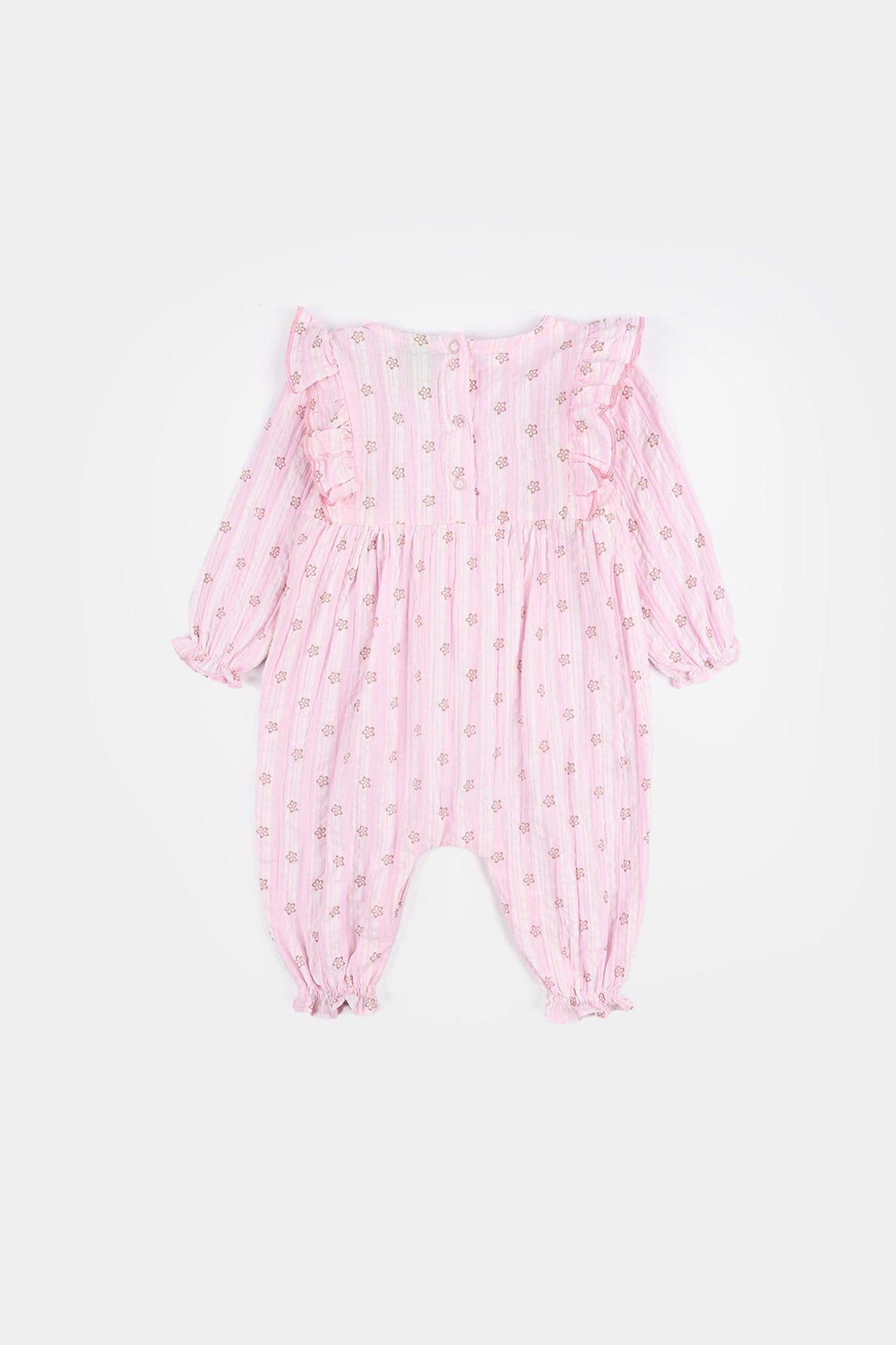 Infant Girls Seersucker Woven Romper - Little Flower - Pink