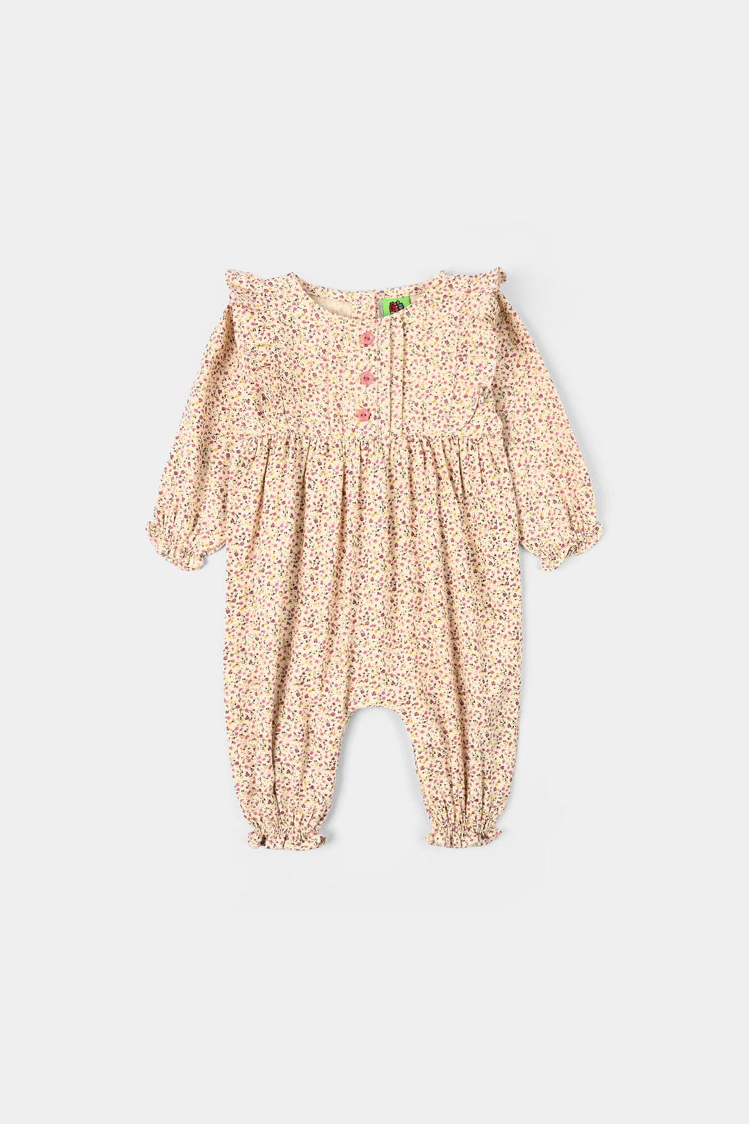 Infant Girls Cotton Woven Romper - Floral Multi