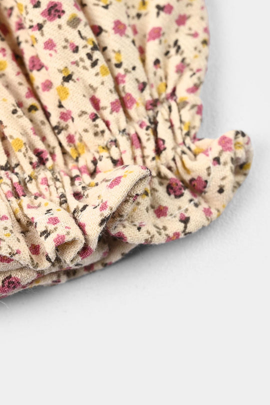 Infant Girls Cotton Woven Romper - Floral Multi