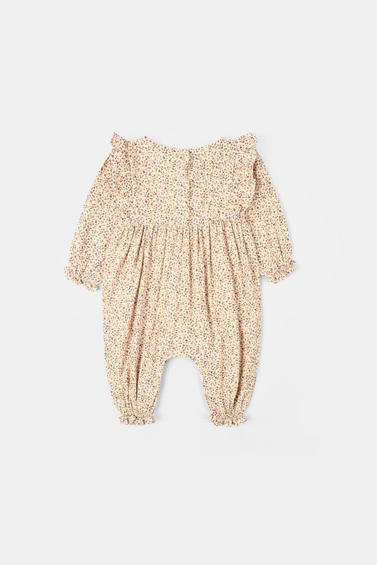 Infant Girls Cotton Woven Romper - Floral Multi