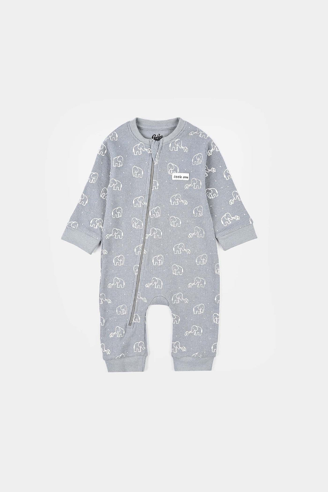Infant Boys Thermal Knitted Romper Elephant - Grey