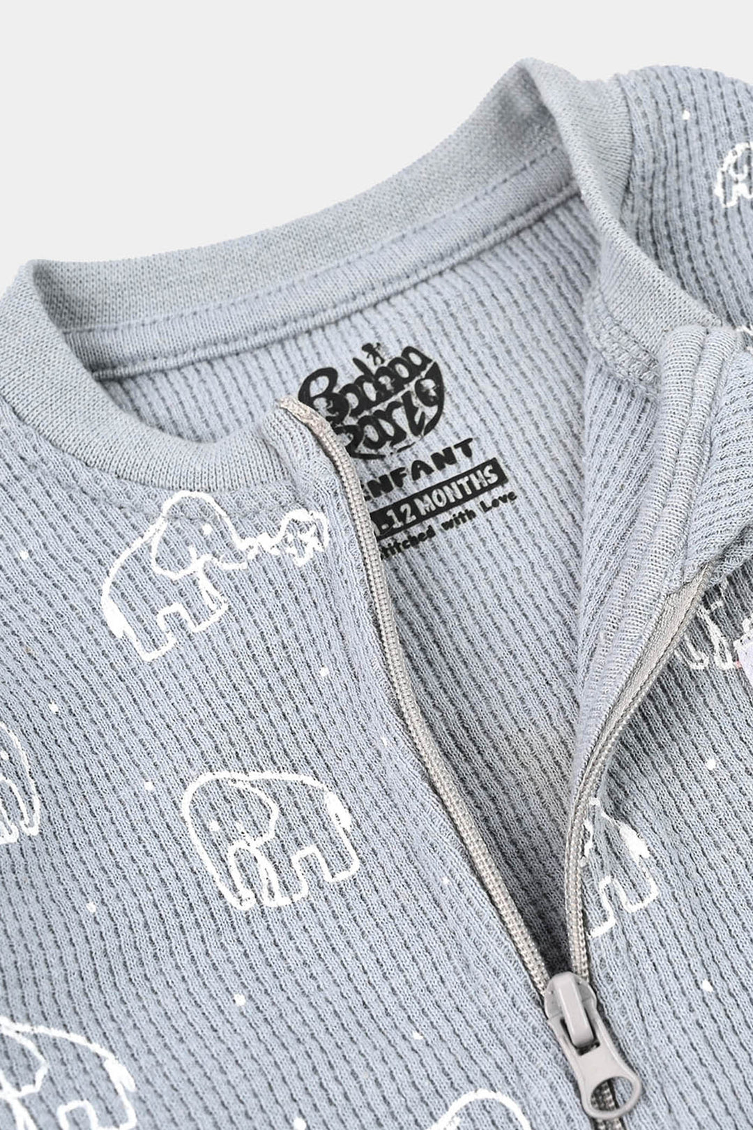 Infant Boys Thermal Knitted Romper Elephant - Grey
