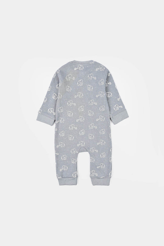 Infant Boys Thermal Knitted Romper Elephant - Grey
