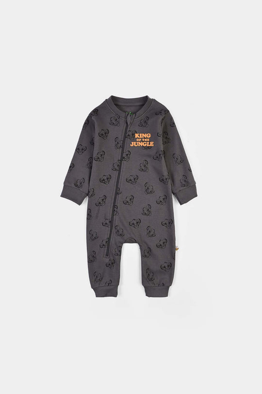 Infant Boys Cotton Interlock Knitted Romper-GREY