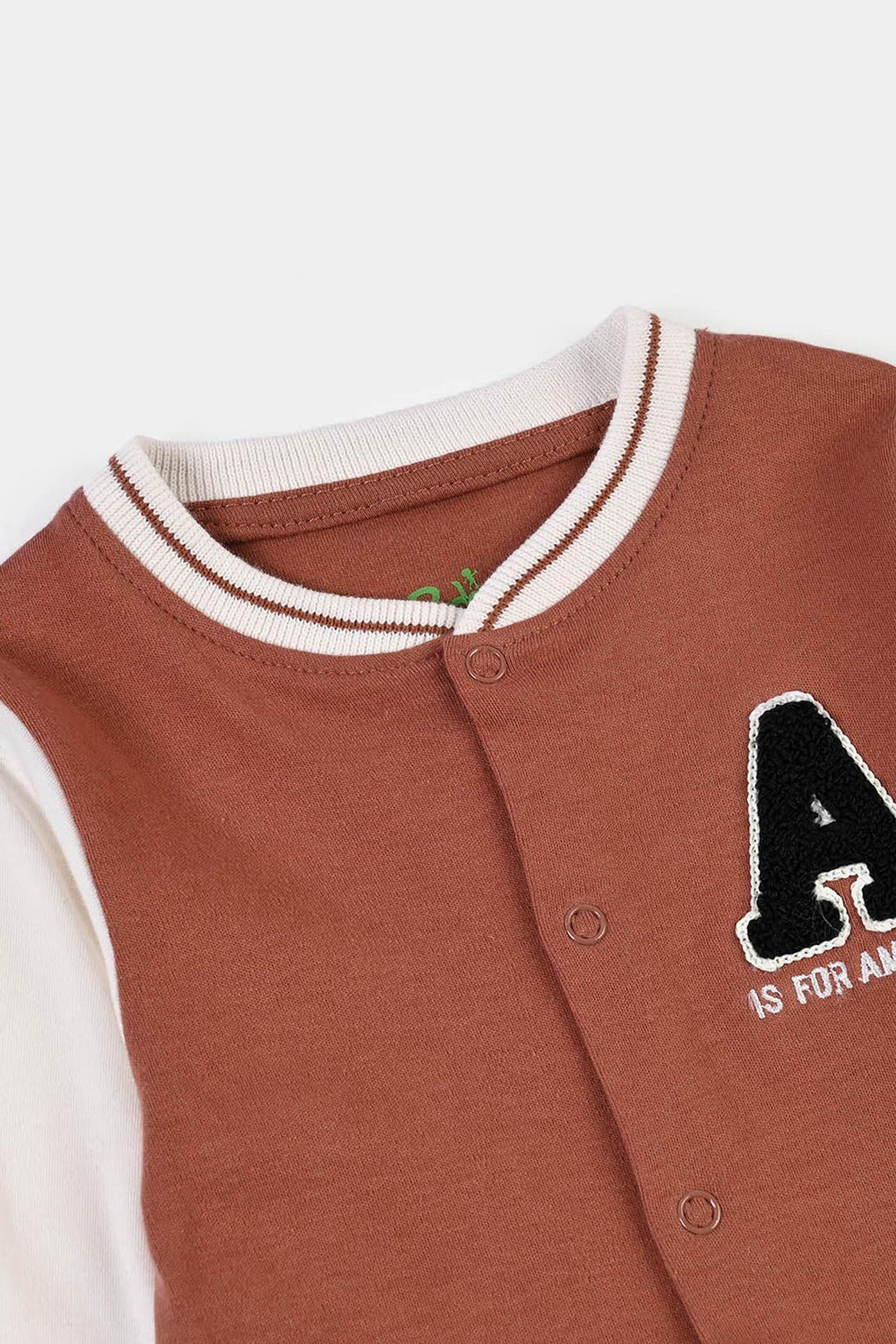 Infant Boys Cotton Interlock Knitted Romper VARSITY - Amazing-BROWN