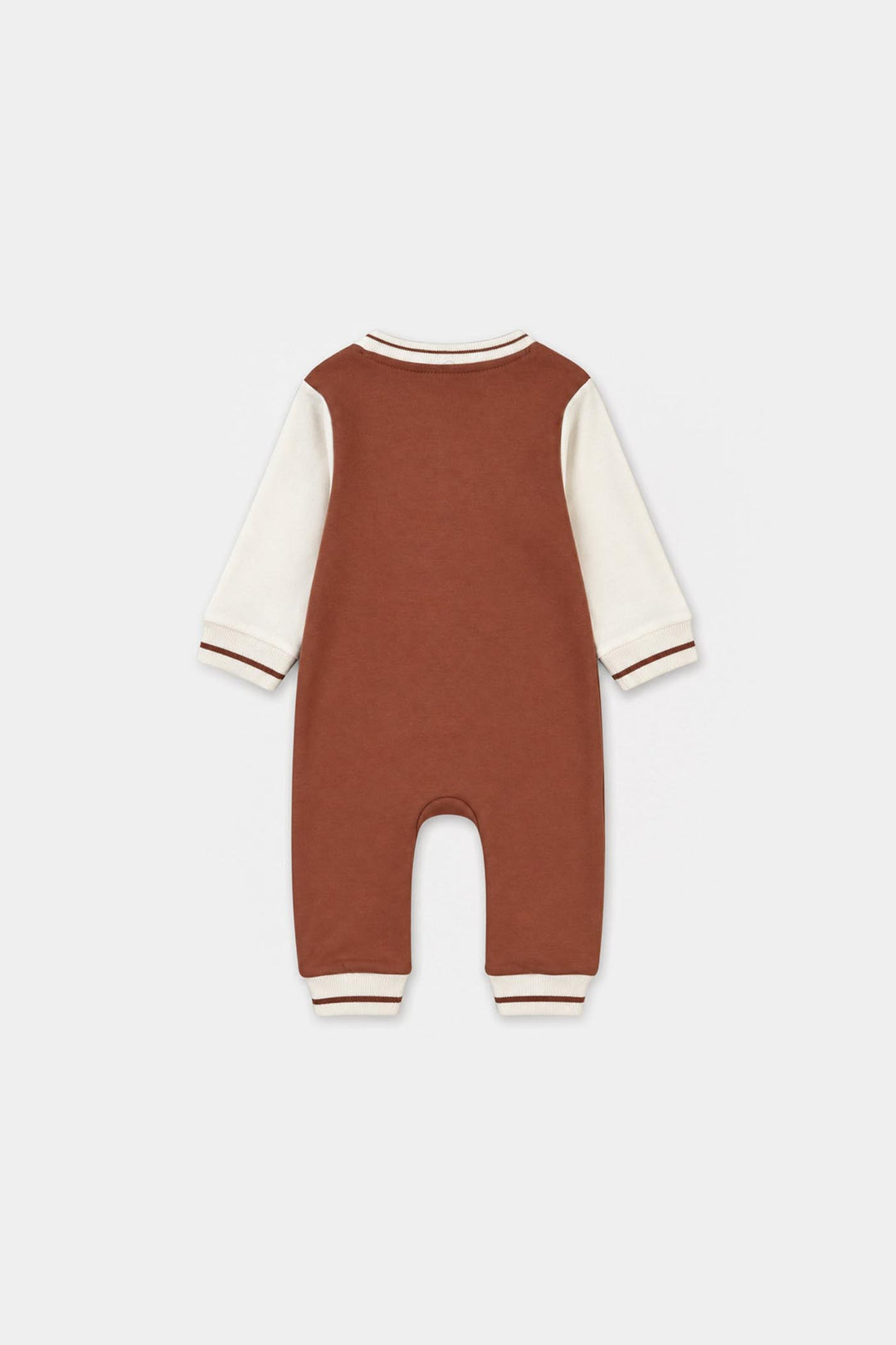 Infant Boys Cotton Interlock Knitted Romper VARSITY - Amazing-BROWN