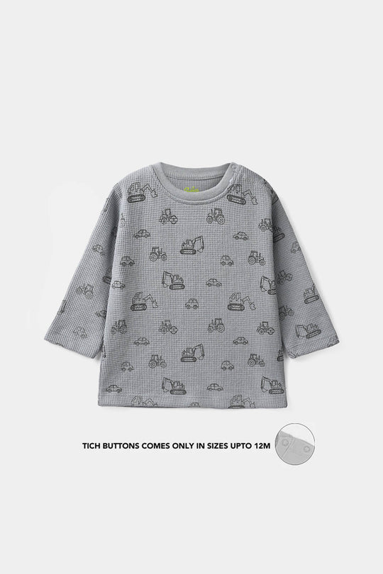 Infant Boys Thermal Knitted Suit Happy - Grey