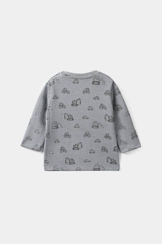 Infant Boys Thermal Knitted Suit Happy - Grey