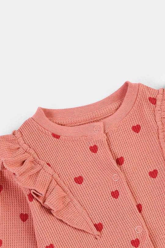 Infant Girls Thermal Knitted Romper Sweet Heart