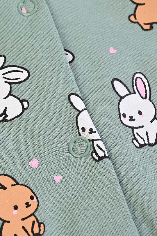 Infant Girls Cotton Interlock Knitted Romper Rabbits