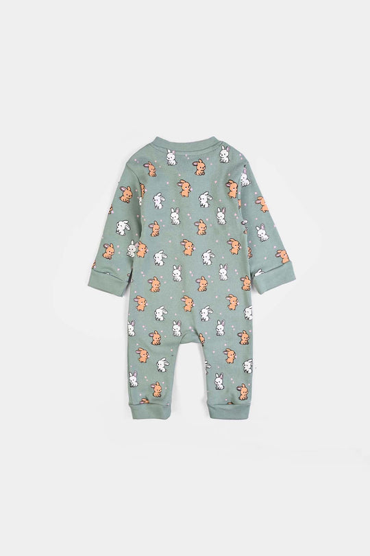 Infant Girls Cotton Interlock Knitted Romper Rabbits