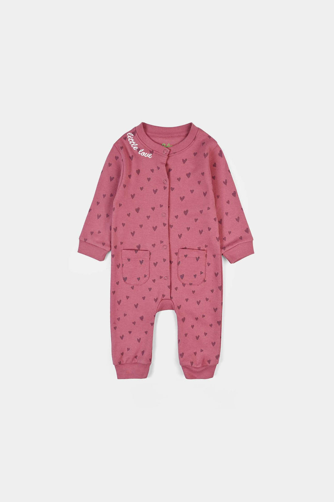 Infant Girls Cotton Interlock Knitted Romper Lovely-Rose.Wine